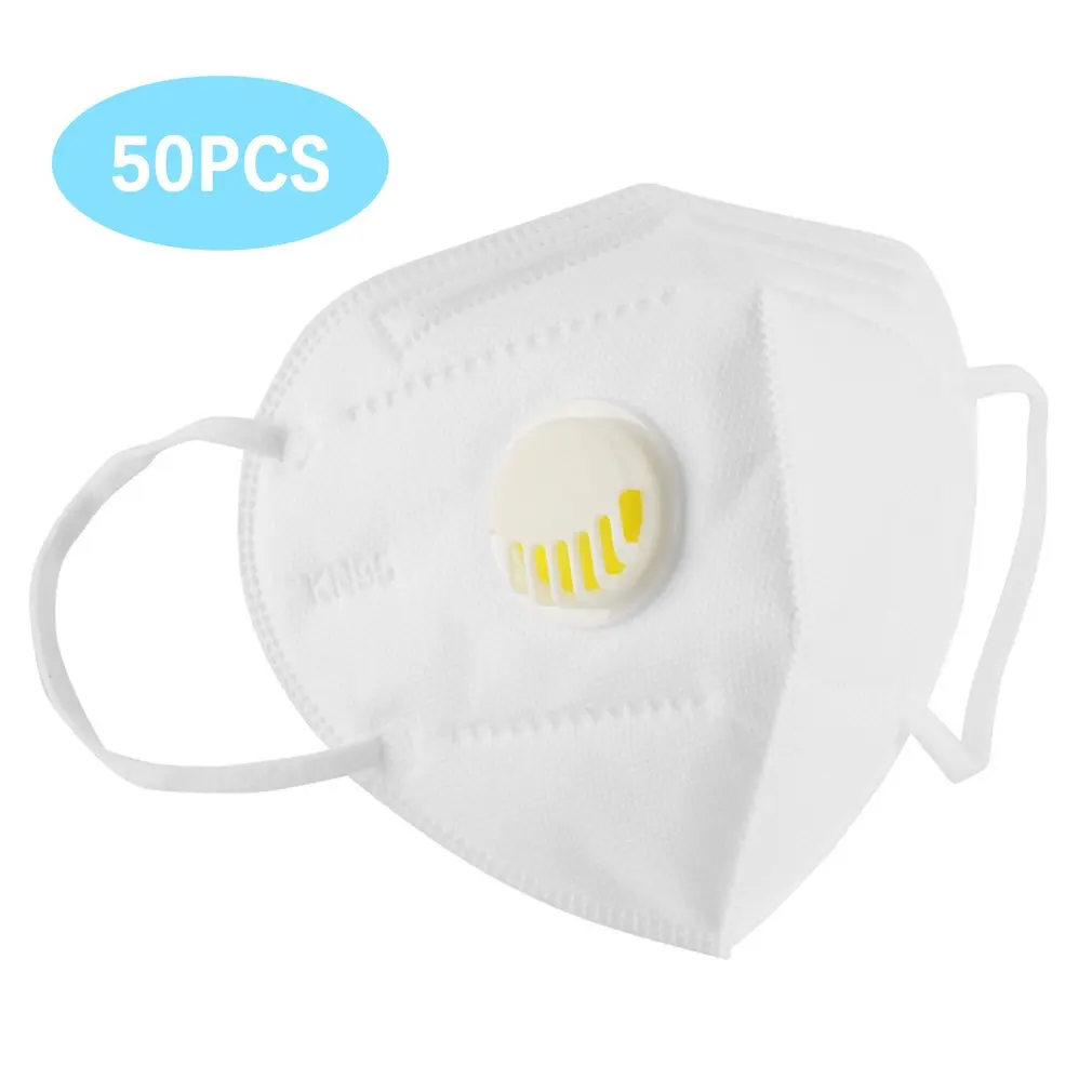 50pcs KN95 Zaščitne Maske 5-plast za Enkratno uporabo Usta Masko Dustproof Protibakterijsko Maska za Dihanje Varnost Masko Z Ventilom 2
