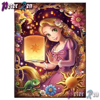 5d Diamond Slikarstvo Navzkrižno Šiv Rapunzel dekle z živalskimi DIY celoten Kvadratni\Krog Vezenje Nosorogovo sliko Dekle Počitnice darilo 1