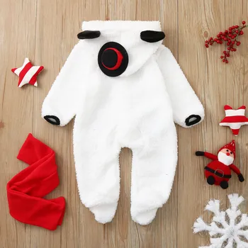 Pozimi Baby Božič Romper Snežaka Newborn Baby Božični Kostum Toplo Runo Baby Božič Oblačila za Malčke Dekle Romper 1-2Y 38362