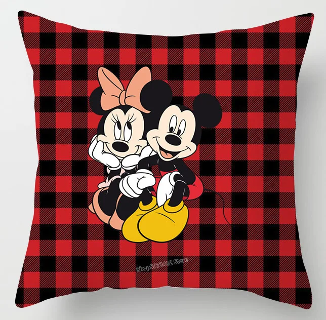 Disney Serije Mickey Mouse Prevleke Rdeče Preverite, Risanka Mickey Minnie Blazino Kritje Blazine Pokrov Božično Dekoracijo Doma 0
