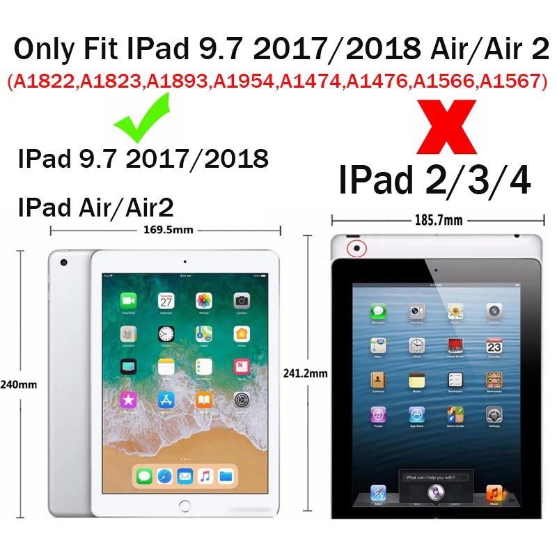 Za iPad z 9.7 2018 2017 Primeru Magnetni Pu Usnje Auto Sleep/Wake Smart Cover za iPad 5 6 Zraka 1 2 5. in 6. Generacije Stand Funda 5