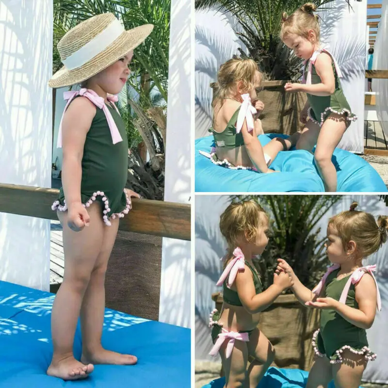 Malčka Otroci Baby Dekle Bikini Komplet Kopalke, Kopalke Plažo Kopalke 4