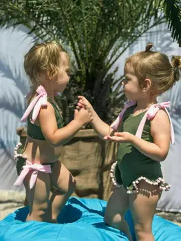 Malčka Otroci Baby Dekle Bikini Komplet Kopalke, Kopalke Plažo Kopalke 5