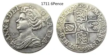 UK Niz(1710-1740) 3/4/6 Pence 10pcs SHILLING - GEORGE sem BRITISH Silver Plated Kopija Kovanca 39555