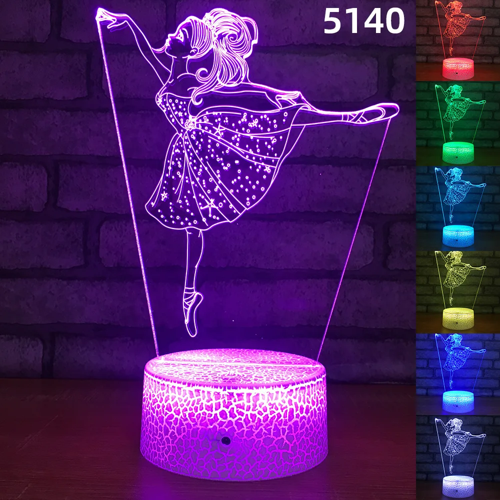 3D Iluzije Noč Svetlobe 7 Sprememba Barve Baletni Plesalec Dekle USB Touch Stikalo za LED Desk namizne Svetilke Otrok Spanja Nočna Darilo 0