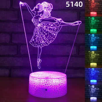 3D Iluzije Noč Svetlobe 7 Sprememba Barve Baletni Plesalec Dekle USB Touch Stikalo za LED Desk namizne Svetilke Otrok Spanja Nočna Darilo 3972