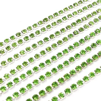 Brezplačna dostava za 5 metrov Super svetla šifriranje Svetlo zelena 2 mm-4 mm srebrna znanja okrasnih pokal verige,diy pribor za oblačila 1