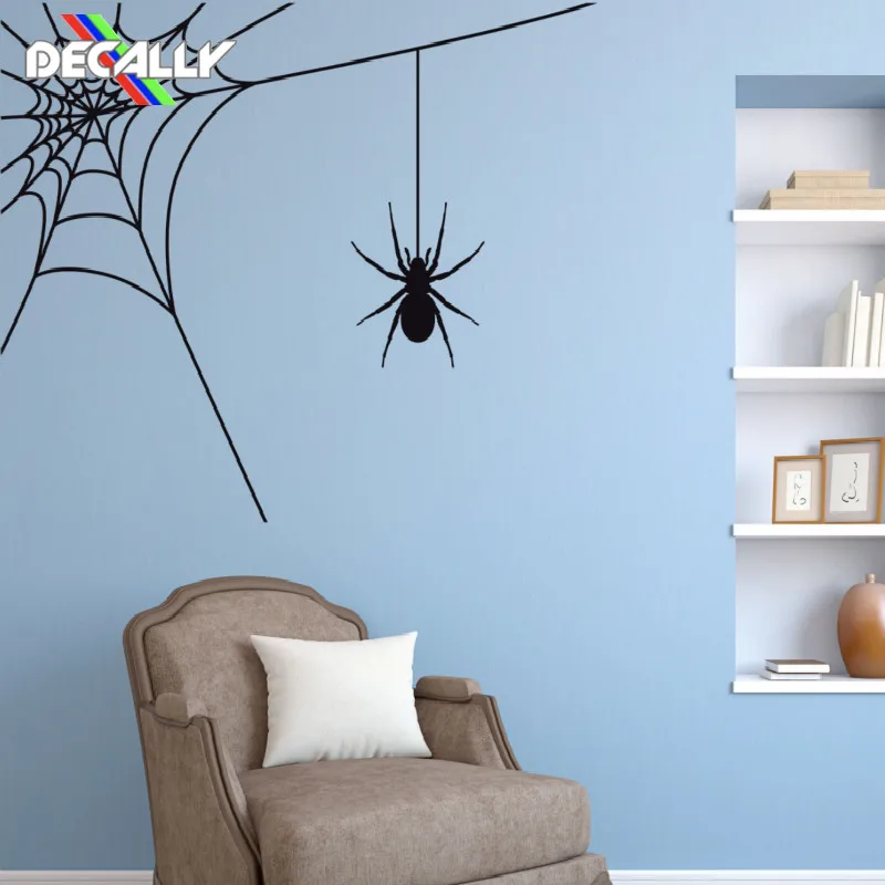 Spider Web Insektov Zabavno Potegavščina Halloween Arachnid Stenske Nalepke, Nalepke Okrasite Sobe Stenski Dekor 1