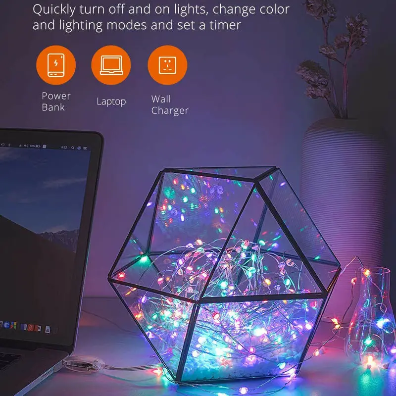 USB RGB LED Niz Luči Božično Noč Svetilke Daljinski upravljalnik Nepremočljiva 3 žice, Vila Lučka 12Colors Spreminjanje Časovnik Teras Luči 3
