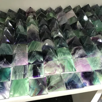 40mmPyramid Zdravljenje Kristalni Kamen Nastavite Čakro Nastavite Naravno Zeleno Fluorite Nakit, zaradi Česar Doma Dekor Obrti 41472