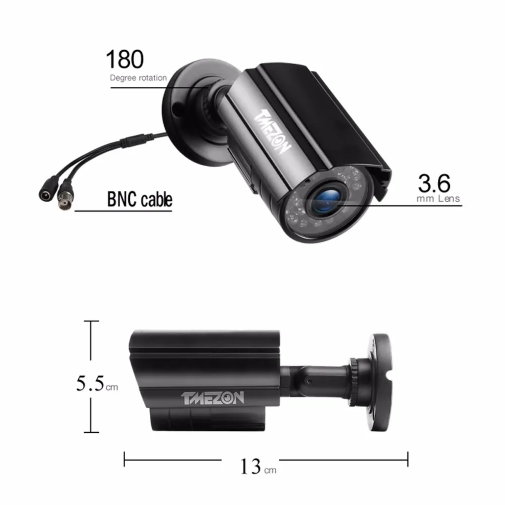 TMEZON 1080P AHD CCTV Kamere Dnevno/Nočna Vizija, Video Nadzor, Notranja Neprepustna IR Svetlobe Bullet Prostem Varnostne Kamere 3