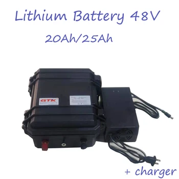 Kovček 48v 25Ah 20Ah li ionska baterija, nepremočljiva PP primeru težko za 2000w EV motornih rv kolo moč shranjevanje energije + 5A polnilnik 5