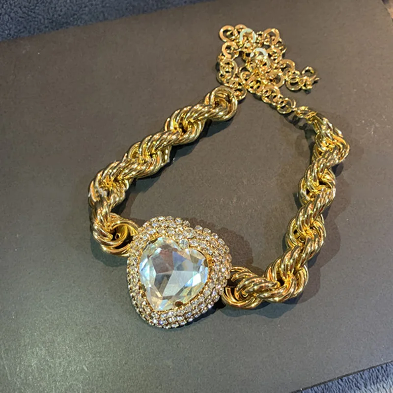 FYUAN Moda Zlato Srce Kristalno Choker Ogrlice za Ženske Geometrijske Verige Ogrlice Izjavo Nakit Stranka 5
