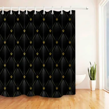 3D Black Predalčni Geometrijo Vzorec Tuš Zavesa Nastavite Nepremočljiva Tkanine iz Poliestra Kopel Zavese Moda Kopalnica Opremljanje Z Kljuke 43364