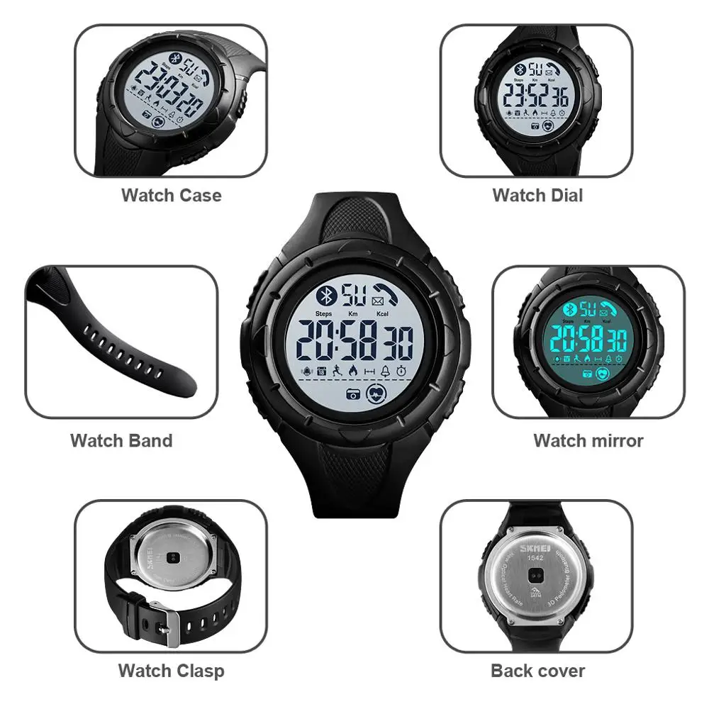 Šport Pametno Gledati Moške Smartwatches Nepremočljiva Svetlobe Prikaz Srčnega utripa Bluetooth App Spomnite Spalna Monitor Reloj Inteligente 3