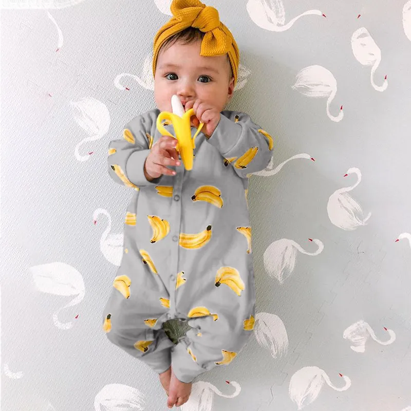 2020 Novorojenčka Banana Dolg Rokav Gumb Newborn Baby Dekle Oblačila za Malčke Dekle 2t Dekliška Oblačila Pijamas Onesie Baby Toddler Dvojčka 1