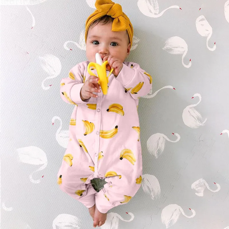 2020 Novorojenčka Banana Dolg Rokav Gumb Newborn Baby Dekle Oblačila za Malčke Dekle 2t Dekliška Oblačila Pijamas Onesie Baby Toddler Dvojčka 2
