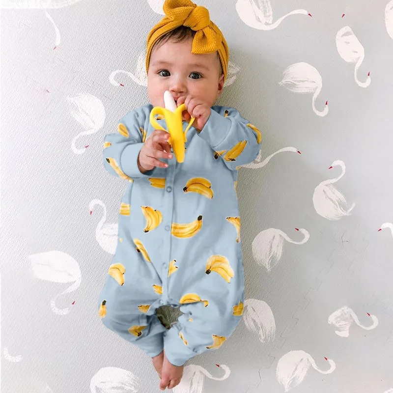 2020 Novorojenčka Banana Dolg Rokav Gumb Newborn Baby Dekle Oblačila za Malčke Dekle 2t Dekliška Oblačila Pijamas Onesie Baby Toddler Dvojčka 3