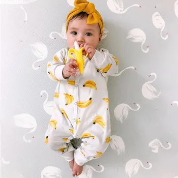 2020 Novorojenčka Banana Dolg Rokav Gumb Newborn Baby Dekle Oblačila za Malčke Dekle 2t Dekliška Oblačila Pijamas Onesie Baby Toddler Dvojčka 0