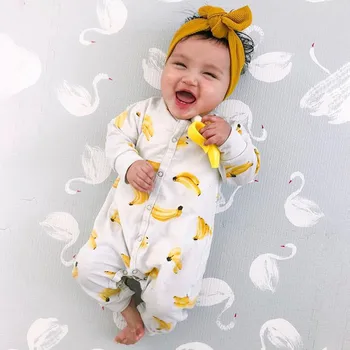 2020 Novorojenčka Banana Dolg Rokav Gumb Newborn Baby Dekle Oblačila za Malčke Dekle 2t Dekliška Oblačila Pijamas Onesie Baby Toddler Dvojčka 4