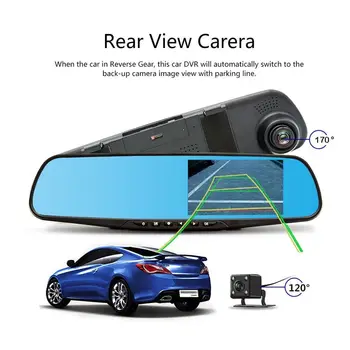 Full HD 1080P Kamera Vzvratno Ogledalo Dashcam Registrator Dvojno Objektiv Samodejno Avto Video Snemalnik, Kamera Vozila Avto Dvr 0