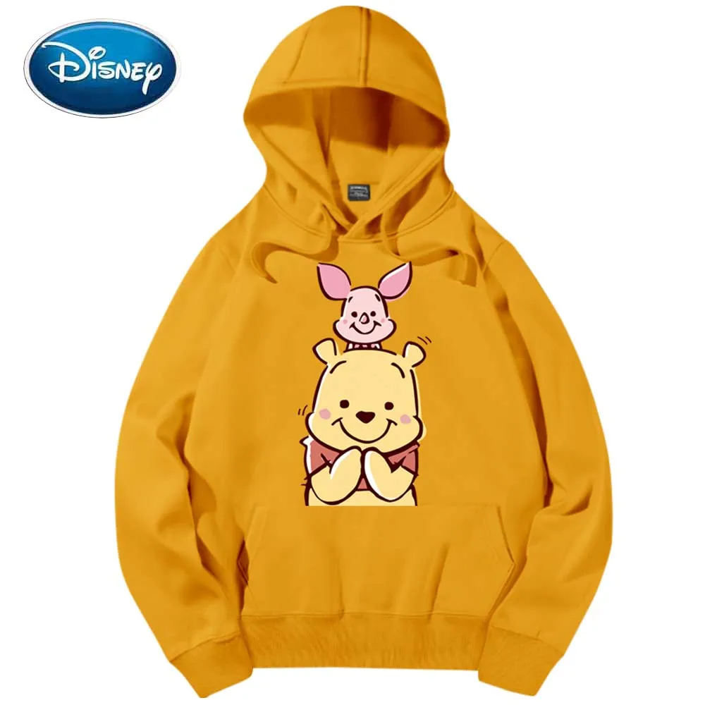 Disney Elegantna Moda Winnie Pooh Bear Prašičev Risanka Tiskanja Hoodie Puloverju Pari Unisex Majica Ženske Žep Vrhovi 6 Barv 1