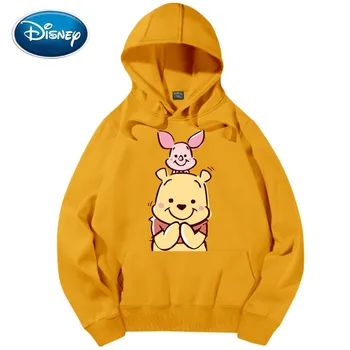 Disney Elegantna Moda Winnie Pooh Bear Prašičev Risanka Tiskanja Hoodie Puloverju Pari Unisex Majica Ženske Žep Vrhovi 6 Barv 1