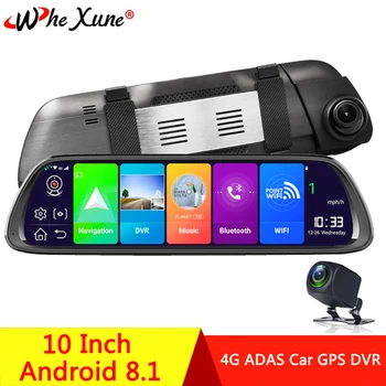 WHEXUNE Avto Dash Cam Kamera 4G Android 8.1 ADAS Ogledalo Pogon Snemalnik dvr GPS Navigator Auto FHD 1080P wifi Video Registrator 4