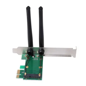 Brezžična Omrežna Kartica WiFi, Mini kartico PCI-E Express PCI-E Adapter 2 Antena Zunanja PC 0