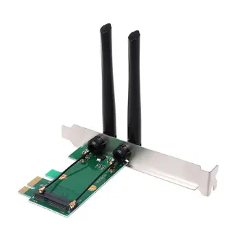 Brezžična Omrežna Kartica WiFi, Mini kartico PCI-E Express PCI-E Adapter 2 Antena Zunanja PC 1