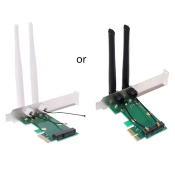 Brezžična Omrežna Kartica WiFi, Mini kartico PCI-E Express PCI-E Adapter 2 Antena Zunanja PC 2