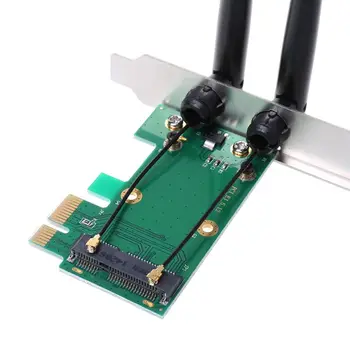 Brezžična Omrežna Kartica WiFi, Mini kartico PCI-E Express PCI-E Adapter 2 Antena Zunanja PC 5