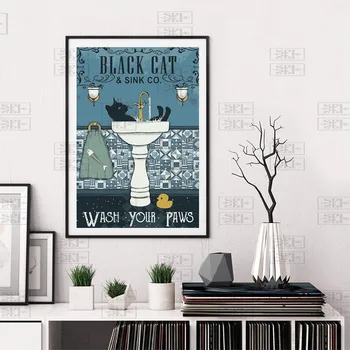 Black Cat Umijte Tacami Stenske Umetnine Doma Dekoracijo Slikarstvo Hd Tiskanja Sodobne Plakati Platno Cuadros Modularni Slike za Darilo 2