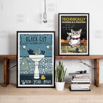 Black Cat Umijte Tacami Stenske Umetnine Doma Dekoracijo Slikarstvo Hd Tiskanja Sodobne Plakati Platno Cuadros Modularni Slike za Darilo 3