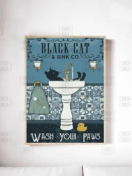 Black Cat Umijte Tacami Stenske Umetnine Doma Dekoracijo Slikarstvo Hd Tiskanja Sodobne Plakati Platno Cuadros Modularni Slike za Darilo 5