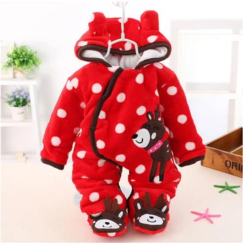 Novorojenčka srčkan hooded bombaž igralne obleke dojenček fant obleke pozimi dekleta Jumpsuit za Malčke Kostum Obleko otroka plašč otroška oblačila 1
