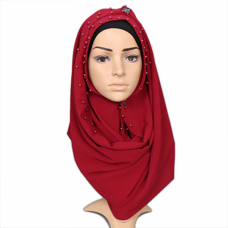 Moda Pisane Pearl Šal Hijabs Velika Velikost Mehurček Šifon Navaden Šali, Pozimi Muslimanskih 20 Barvo Rute 180*85 cm 1PC trgovina na Drobno 4