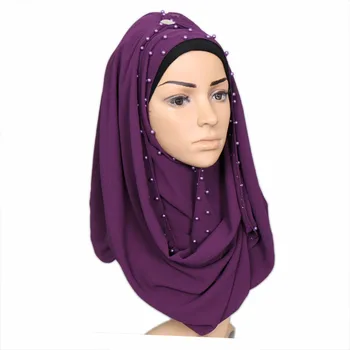 Moda Pisane Pearl Šal Hijabs Velika Velikost Mehurček Šifon Navaden Šali, Pozimi Muslimanskih 20 Barvo Rute 180*85 cm 1PC trgovina na Drobno 2