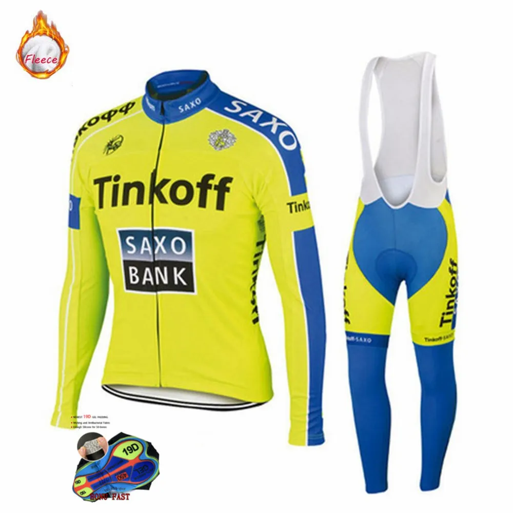 Tinkoff Pro Team Toplotne Runo Pozimi Long Sleeve Jersey Obleka, moška Oblačila Ropa Ciclismo Športih na Prostem Oblačila Toplo Jakno 1