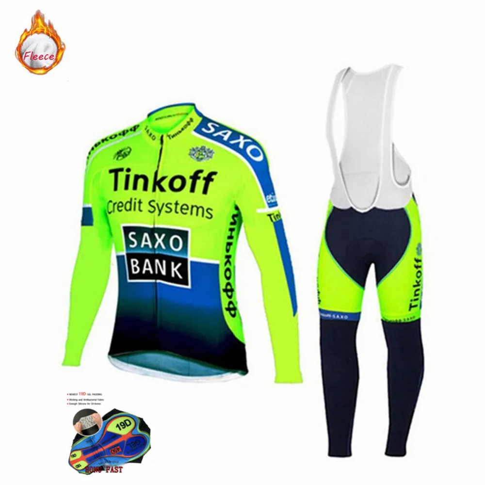 Tinkoff Pro Team Toplotne Runo Pozimi Long Sleeve Jersey Obleka, moška Oblačila Ropa Ciclismo Športih na Prostem Oblačila Toplo Jakno 2