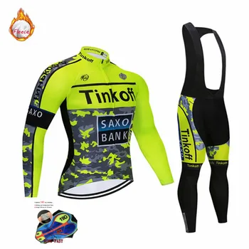 Tinkoff Pro Team Toplotne Runo Pozimi Long Sleeve Jersey Obleka, moška Oblačila Ropa Ciclismo Športih na Prostem Oblačila Toplo Jakno 4