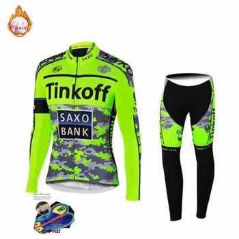 Tinkoff Pro Team Toplotne Runo Pozimi Long Sleeve Jersey Obleka, moška Oblačila Ropa Ciclismo Športih na Prostem Oblačila Toplo Jakno 5