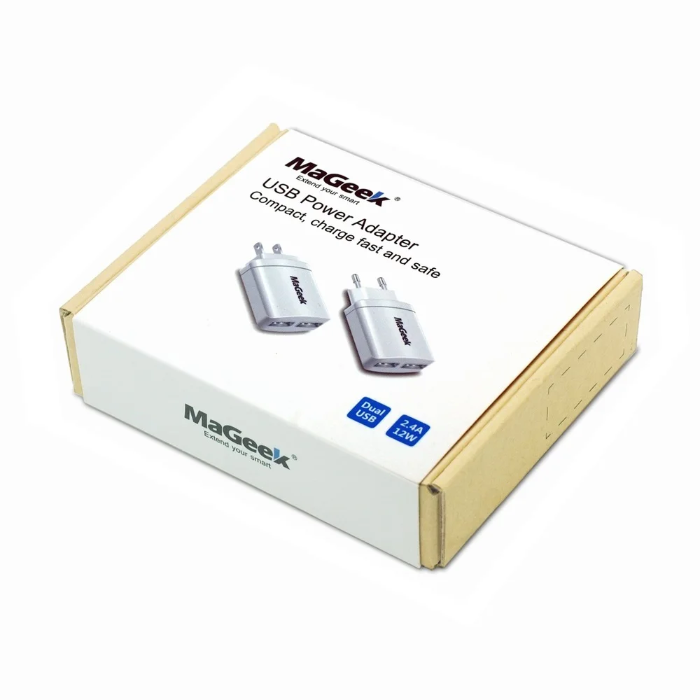 MaGeek 5V2.4A Dvojni Polnilnik USB Hitro Polnjenje Za Telefon, Prenosni Polnilec za iPhone Polnilec 1