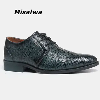Misalwa Plus Velikost Retro Moški Obleko Čevlje Krokodil Vzorec PU Modi Opozoril Obleko Oxford Čevlji Čipke Poslovna Obutev 5