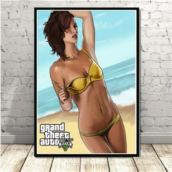 Video Igre GTA 5 Grand Theft Auto Art Platno Slikarstvo Znak Plakatov in Fotografij Cuadros Stenskih slikah, Dnevna Soba Dekor 4819