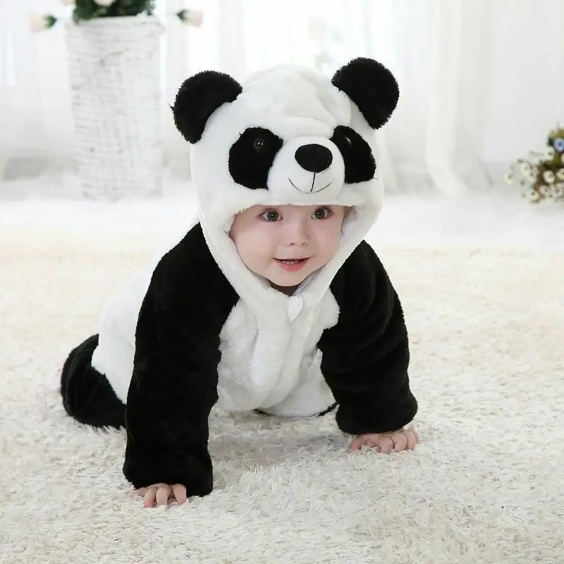 Srčkan newborn baby toddler fant dekle romper toplo zimo panda jumpsuit otroška oblačila obleko 3