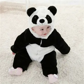 Srčkan newborn baby toddler fant dekle romper toplo zimo panda jumpsuit otroška oblačila obleko 48209