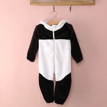 Srčkan newborn baby toddler fant dekle romper toplo zimo panda jumpsuit otroška oblačila obleko 4