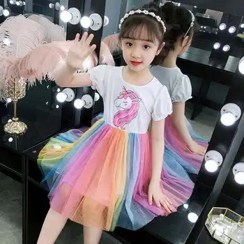 VIDMID Dekleta Mavrica obleke poletje kratko obleko nova risanka kratek rokav dekle, princesa obleko otrok čipke oblačila P774 2
