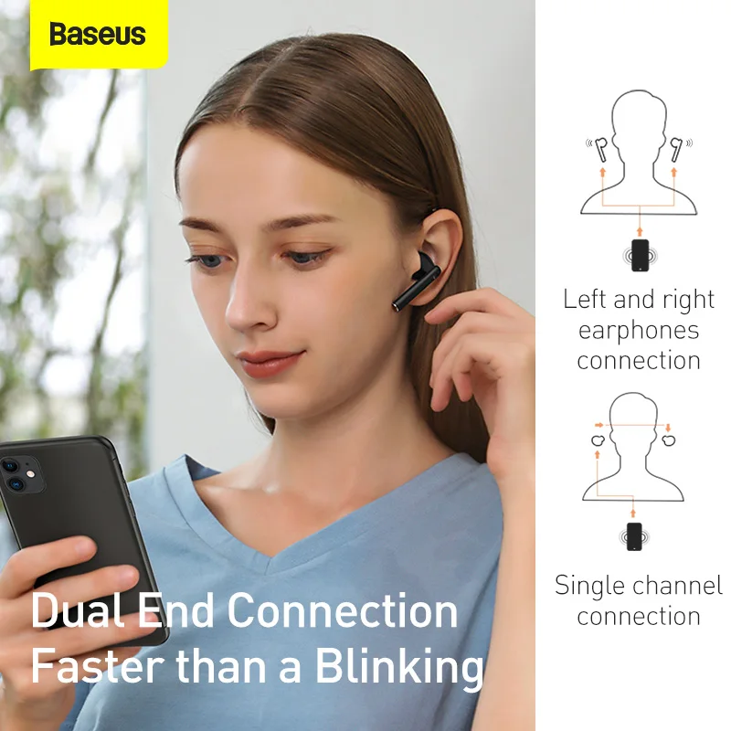 Baseus W05 TWS Bluetooth Slušalke Dotik za Nadzor Slušalke HD Stereo Brezžična Čepkov Podporo Qi Polnilnike 0